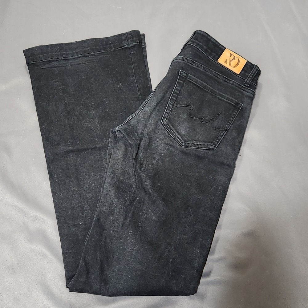 Ranch Dressn Womens Black Acid Wash High Rise Flare Denim Jeans Size S 27x34